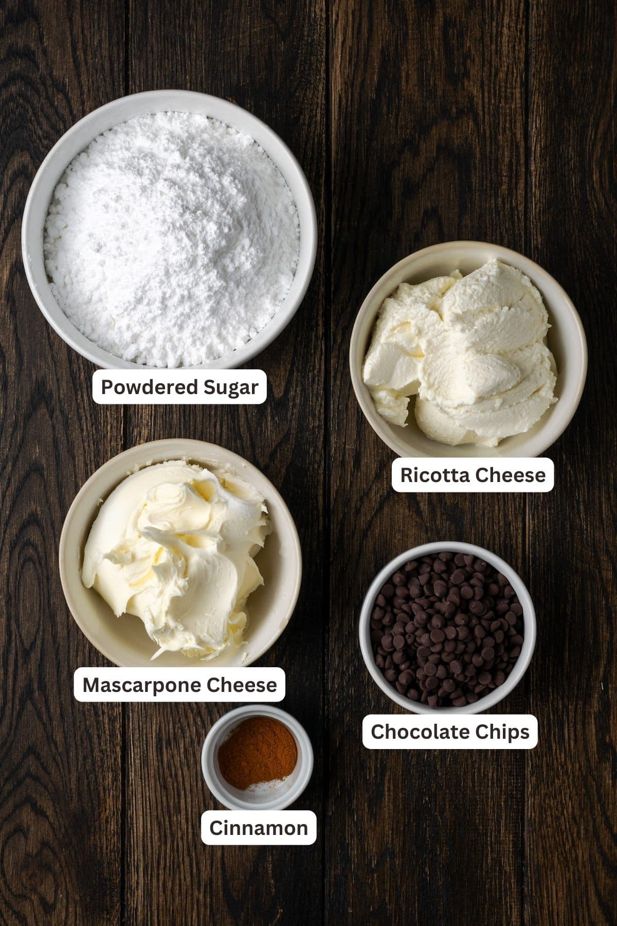 Ingredients for Cannoli Dip.