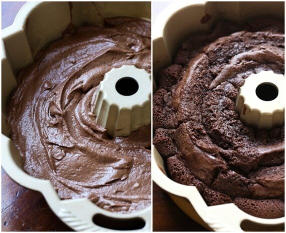 Chocolate Pound Cake Batter vs Finished Cake