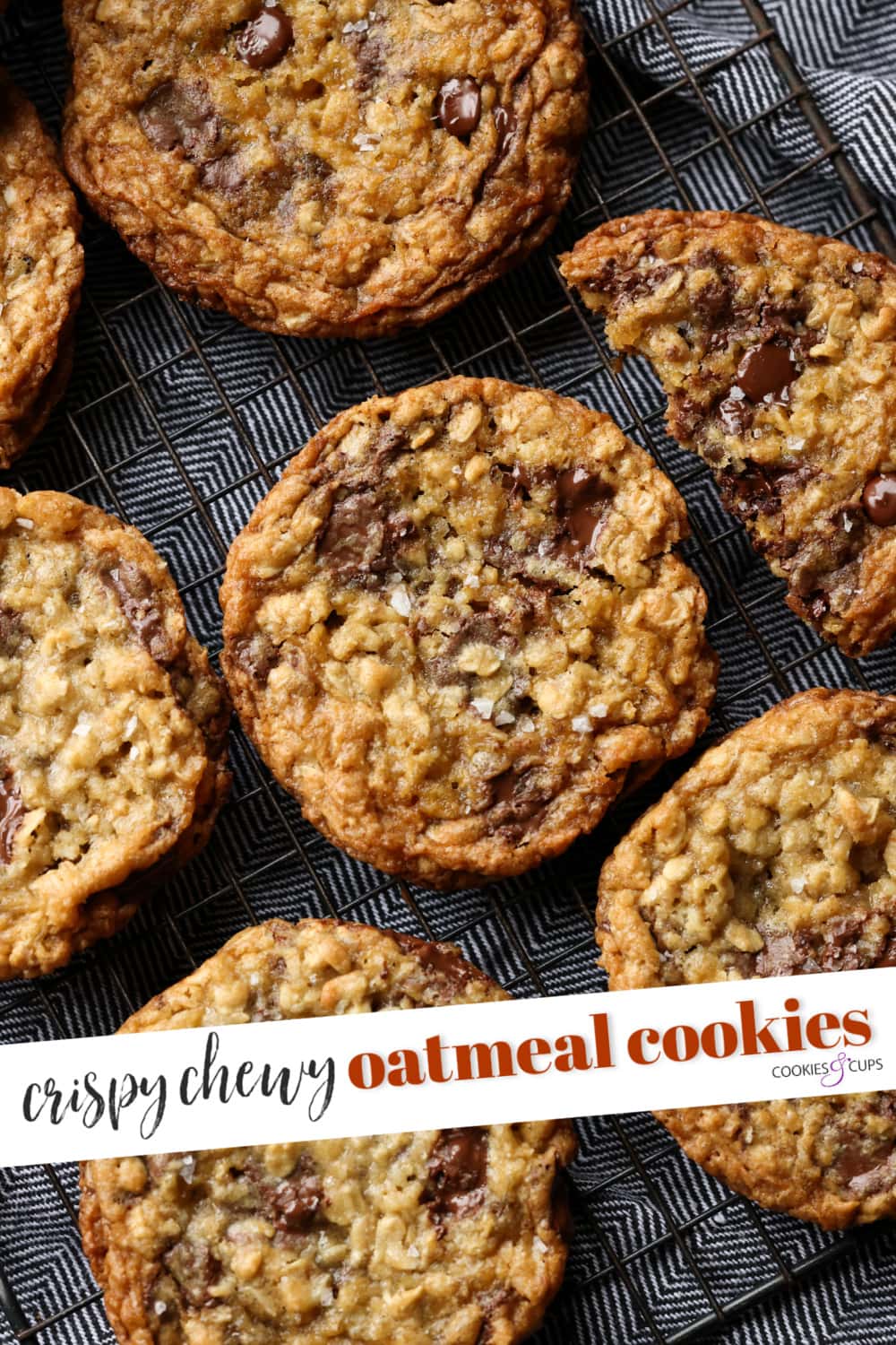 crispy chewy oatmeal cookies pinterest image