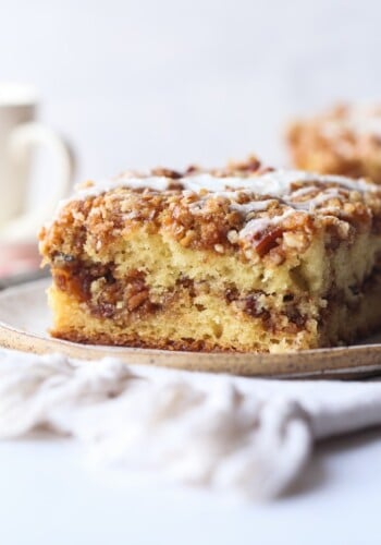 Slice of Pecan Coffee Cake with icing